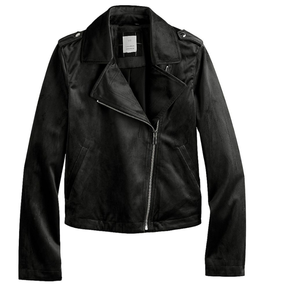 Lauren Conrad MOTO JACKET, BLACK VELVET